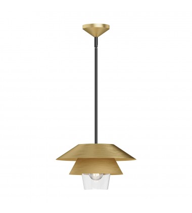  PD475113BGCL-Tetsu 13-in Brushed Gold/Clear Glass 1 Light Pendant