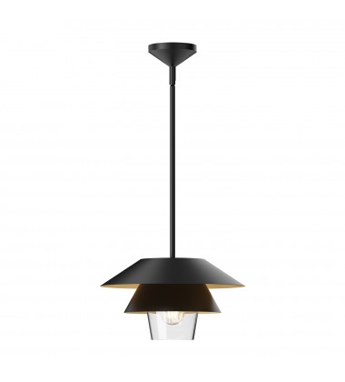  PD475113MBCL-Tetsu 13-in Matte Black/Clear Glass 1 Light Pendant