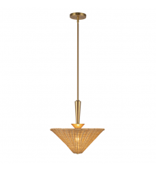 PD497016BGRA-Bridgette 16-in Brushed Gold/Rattan Socket Pendant