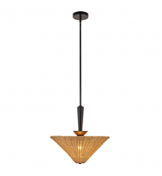 PD497016MBRA-Bridgette 16-in Matte Black/Rattan Socket Pendant
