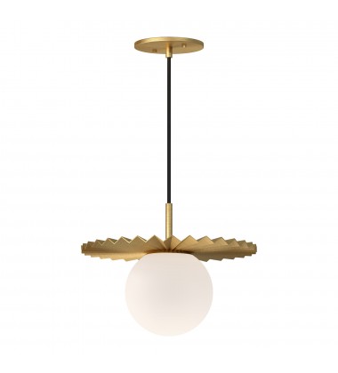  PD501212BGOP-Plume 12-in Brushed Gold/Opal Matte Glass 1 Light Pendant