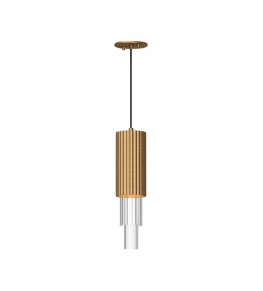 PD502204AGCR-Bordeaux 4-in Aged Gold/Clear Ribbed Glass LED Pendant PD502204AGCR-Bordeaux 4-in Aged Gold/Clear Ribbed Glass LED Pendant