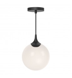  PD505108MBOP-Nouveau 8-in Matte Black/Opal Matte Glass 1 Light Pendant