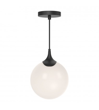  PD505108MBOP-Nouveau 8-in Matte Black/Opal Matte Glass 1 Light Pendant