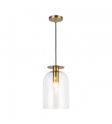  PD515408BGCL-Sylvia 8-in Brushed Gold/Clear Glass 1 Light Pendant