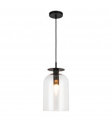 PD515408MBCL-Sylvia 8-in Matte Black/Clear Glass 1 Light Pendant  PD515408MBCL-Sylvia 8-in Matte Black/Clear Glass 1 Light Pendant