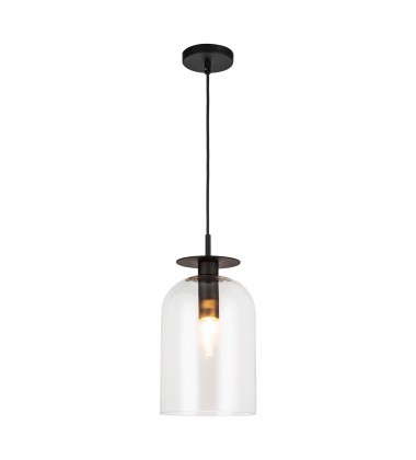  PD515408MBCL-Sylvia 8-in Matte Black/Clear Glass 1 Light Pendant