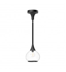  PD524006MBCL-Hazel 6-in Clear Glass/Matte Black 1 Light Pendant