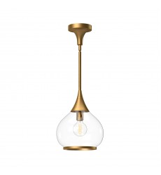  PD524110AGCL-Hazel 10-in Aged Gold/Clear Glass 1 Light Pendant