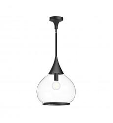 PD524214MBCL-Hazel 14-in Clear Glass/Matte Black 1 Light Pendant PD524214MBCL-Hazel 14-in Clear Glass/Matte Black 1 Light Pendant