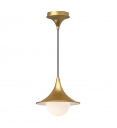 PD525009BGOP-Fuji 9-in Brushed Gold/Opal Matte Glass 1 Light Pendant PD525009BGOP-Fuji 9-in Brushed Gold/Opal Matte Glass 1 Light Pendant