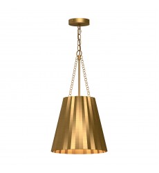  PD528012AG-Plisse 12-in Aged Gold 1 Light Pendant