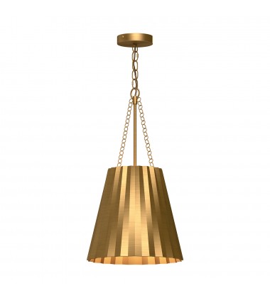  PD528012AG-Plisse 12-in Aged Gold 1 Light Pendant