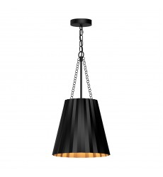  PD528012MB-Plisse 12-in Matte Black 1 Light Pendant