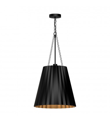  PD528116MB-Plisse 16-in Matte Black 1 Light Pendant