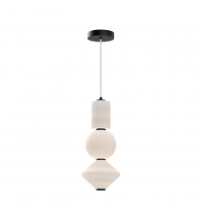 PD530341MBOP-UNV-Bijou 8-in Matte Black/Opal Matte Glass LED Pendant