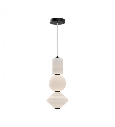 PD530341MBOP-UNV-Bijou 8-in Matte Black/Opal Matte Glass LED Pendant