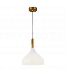  PD532312AGOP-Belleview 12-in Aged Brass/Opal Glass 1 Light Pendant