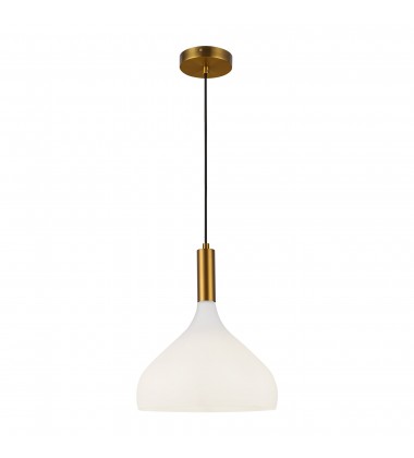  PD532312AGOP-Belleview 12-in Aged Brass/Opal Glass 1 Light Pendant