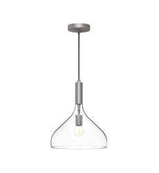  PD532312BNCL-Belleview 12-in Brushed Nickel/Clear Glass 1 Light Pendant