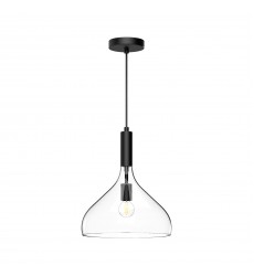 PD532312MBCL-Belleview 12-in Clear Glass/Matte Black 1 Light Pendant