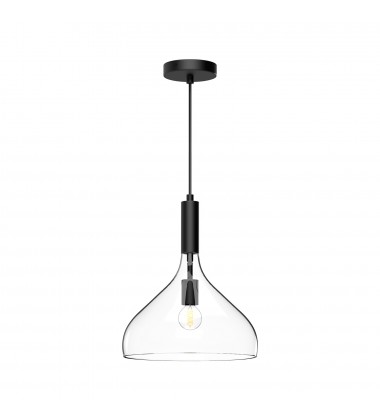  PD532312MBCL-Belleview 12-in Clear Glass/Matte Black 1 Light Pendant