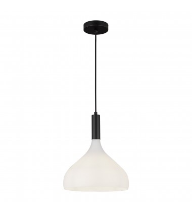  PD532312MBOP-Belleview 12-in Matte Black/Opal Glass 1 Light Pendant