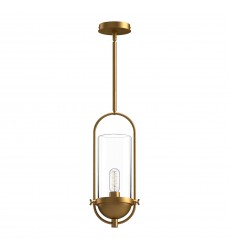  PD539018AGCL-Cyrus 8-in Aged Gold/Clear Glass 1 Light Pendant