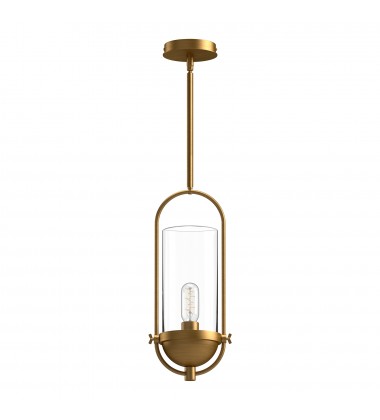  PD539018AGCL-Cyrus 8-in Aged Gold/Clear Glass 1 Light Pendant