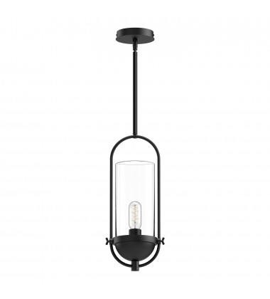  PD539018MBCL-Cyrus 8-in Clear Glass/Matte Black 1 Light Pendant