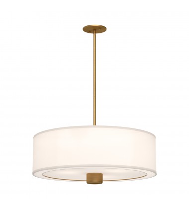  PD547924AGWL-Theo 24-in Aged Gold/White Linen 3 Lights Pendant