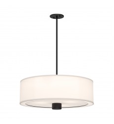  PD547924MBWL-Theo 24-in Matte Black/White Linen 3 Lights Pendant