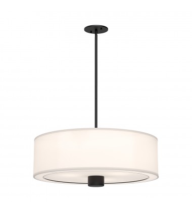  PD547924MBWL-Theo 24-in Matte Black/White Linen 3 Lights Pendant