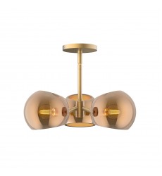  PD548315BGCP-Willow 16-in Brushed Gold/Copper Glass 3 Lights Pendant