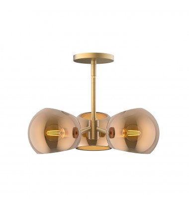  PD548315BGCP-Willow 16-in Brushed Gold/Copper Glass 3 Lights Pendant