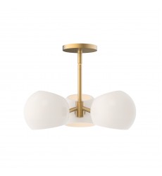  PD548315BGOP-Willow 16-in Brushed Gold/Opal Matte Glass 3 Lights Pendant