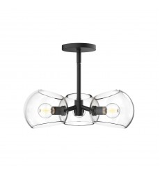  PD548315MBCL-Willow 16-in Clear Glass/Matte Black 3 Lights Pendant