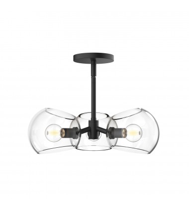 PD548315MBCL-Willow 16-in Clear Glass/Matte Black 3 Lights Pendant PD548315MBCL-Willow 16-in Clear Glass/Matte Black 3 Lights Pendant