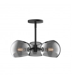  PD548315MBSM-Willow 16-in Matte Black/Smoked Solid Glass 3 Lights Pendant