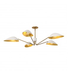  PD550545WHAG-Oscar 46-in Aged Gold/White 5 Lights Pendant