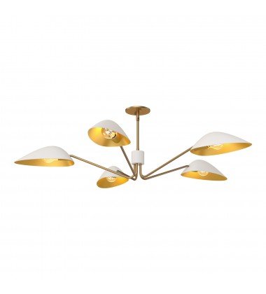  PD550545WHAG-Oscar 46-in Aged Gold/White 5 Lights Pendant