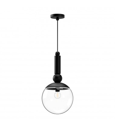  PD560510MBCL-Delilah 10-in Clear Glass/Matte Black 1 Light Pendant