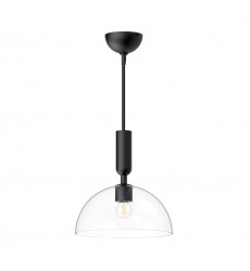  PD563012MBCL-Jude 12-in Clear Glass/Matte Black 1 Light Pendant