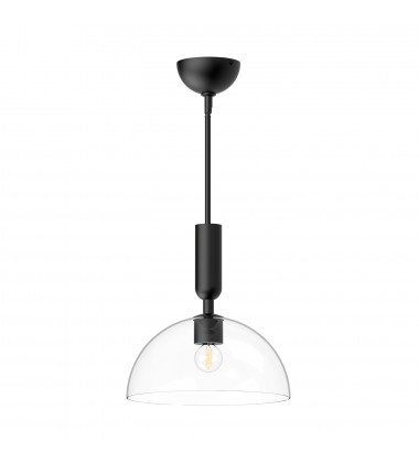  PD563012MBCL-Jude 12-in Clear Glass/Matte Black 1 Light Pendant