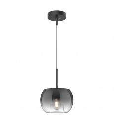  PD57508-BK/SM-Samar 8-in Black/Smoked 1 Light Pendant