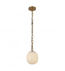 PD579107BGGR-Cherise 7-in Brushed Gold/Glossy Ribbed Opal Glass Socket Pendant