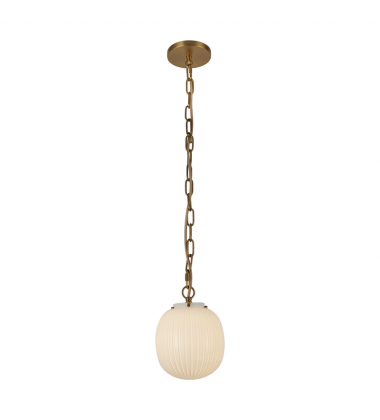 PD579107BGGR-Cherise 7-in Brushed Gold/Glossy Ribbed Opal Glass Socket Pendant