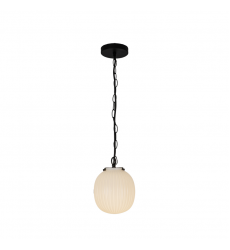 PD579107MBGR-Cherise 7-in Matte Black/Glossy Ribbed Opal Glass Socket Pendant