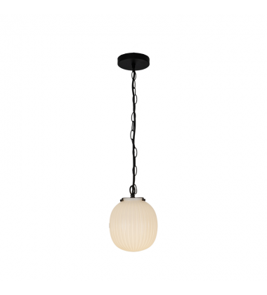 PD579107MBGR-Cherise 7-in Matte Black/Glossy Ribbed Opal Glass Socket Pendant PD579107MBGR-Cherise 7-in Matte Black/Glossy Ribbed Opal Glass Socket Pendant