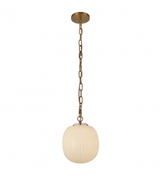 PD579112BGGR-Cherise 12-in Brushed Gold/Glossy Ribbed Opal Glass Socket Pendant